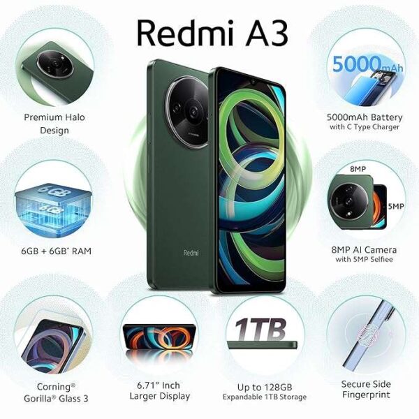 Redmi A3 (Olive Green, 6GB RAM, 128GB Storage) - Image 2