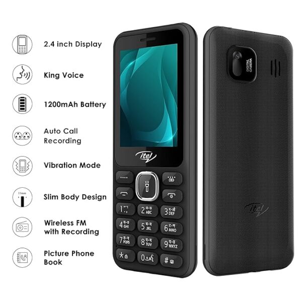 itel it5027 Keypad Mobile Phone with 2.4 inch Display Size 11mm Slim Body 1200 mAh Battery  King Voice Black - Image 5
