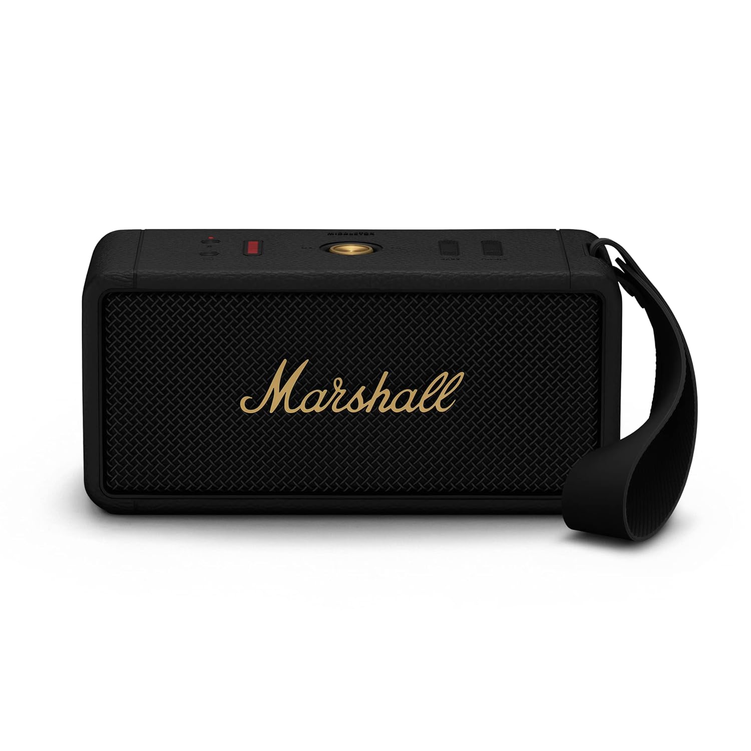 Marshall Middleton Portable Bluetooth Speaker with 20+ Hours of Portable Playtime, 360° Sound, Dust & Waterproof (IP67) – Black & Brass.